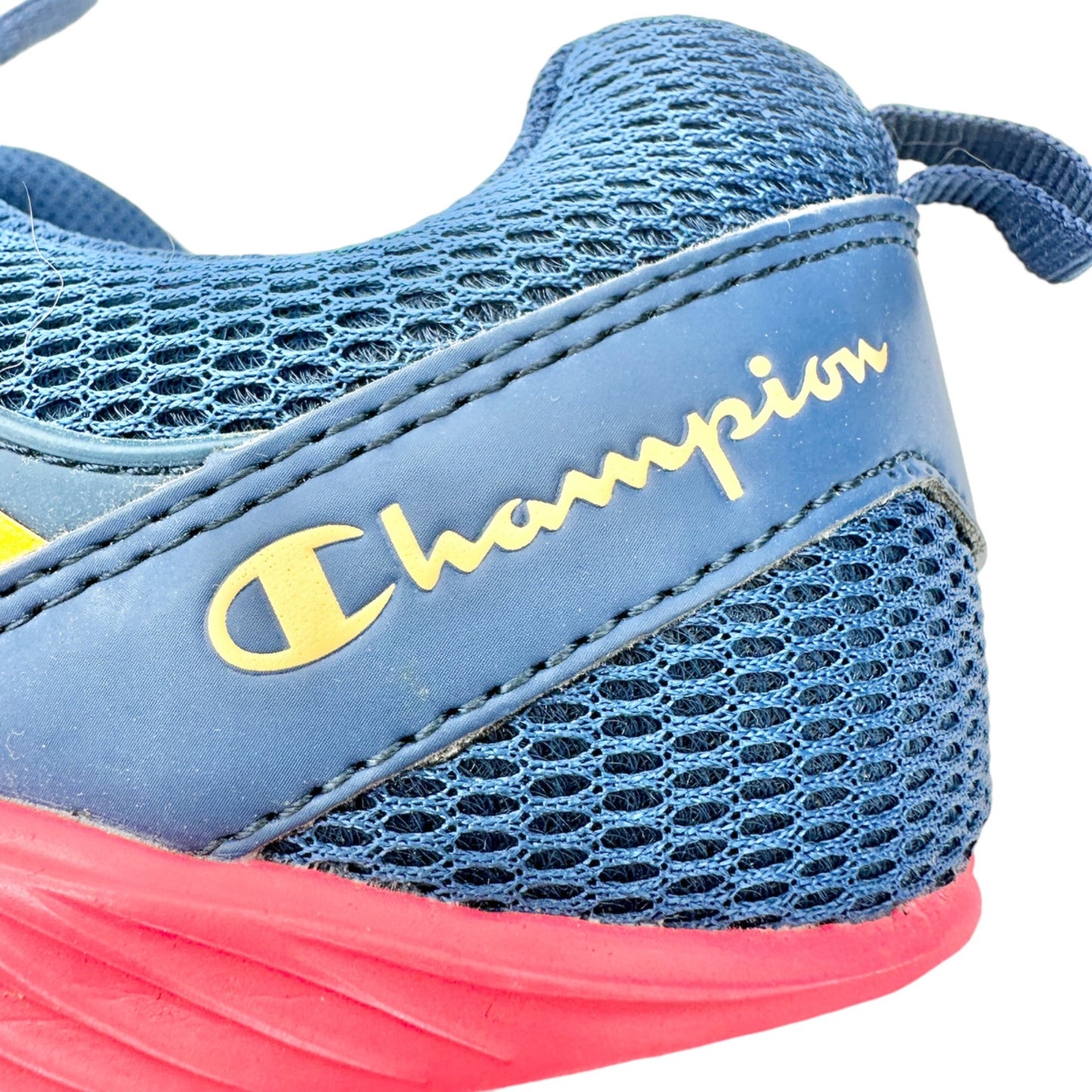 Champion Athletic Sneakers Womens Size 9 Mesh Blue Lace Up Yellow Pink Accents