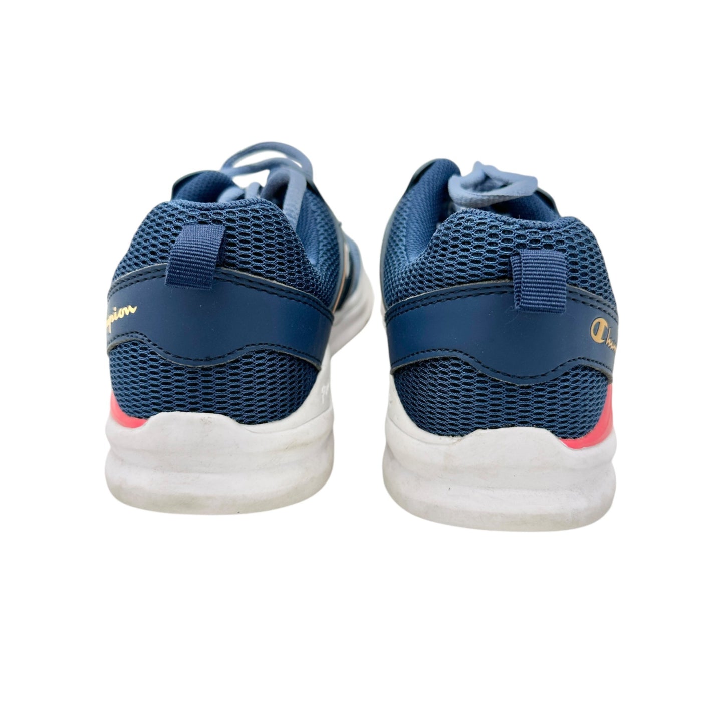 Champion Athletic Sneakers Womens Size 9 Mesh Blue Lace Up Yellow Pink Accents