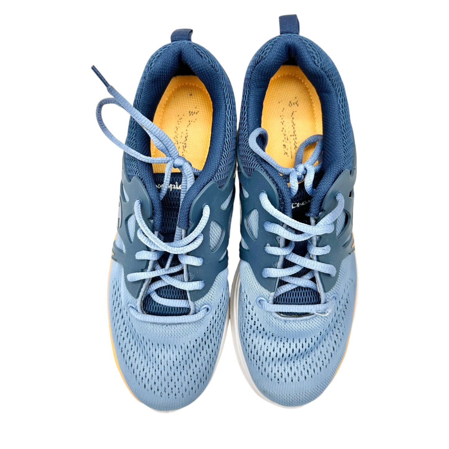 Champion Athletic Sneakers Womens Size 9 Mesh Blue Lace Up Yellow Pink Accents