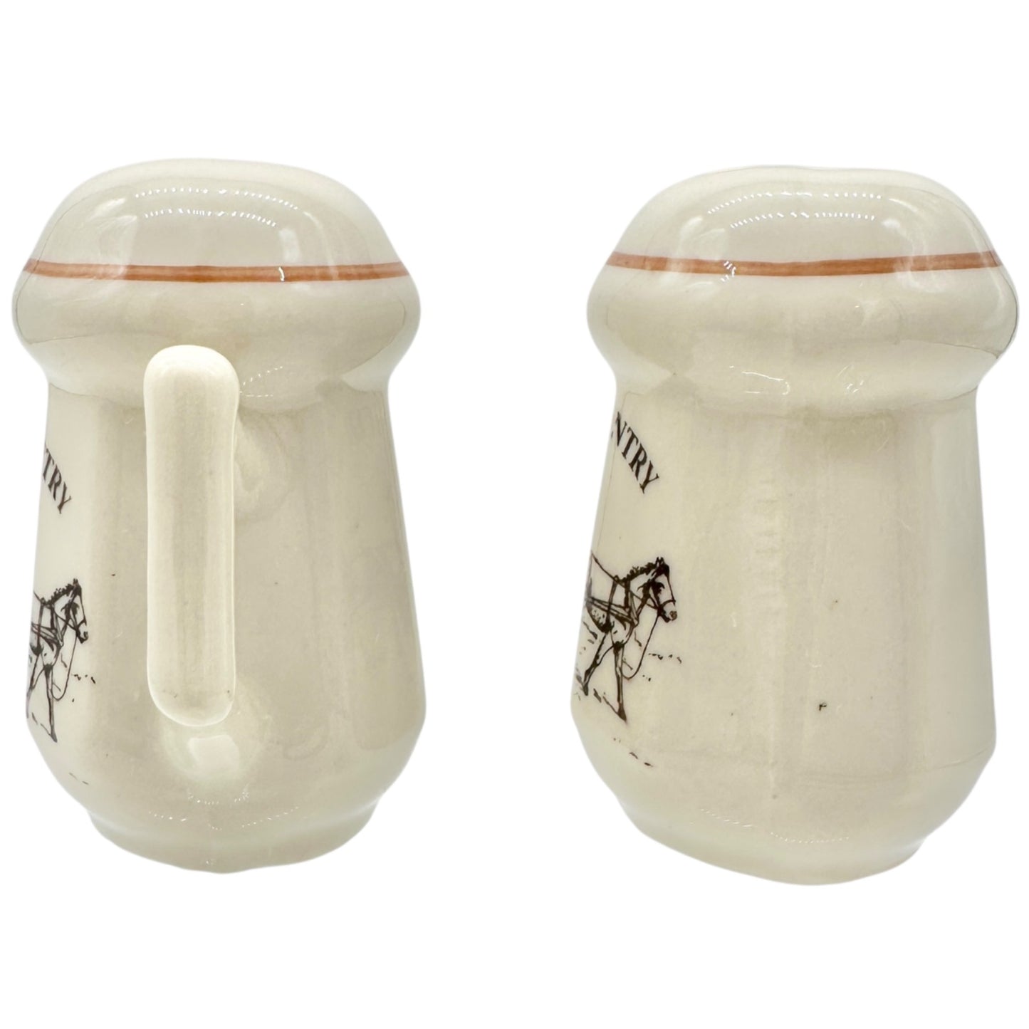 Vtg Amish Country Mug-Style Salt and Pepper Shakers Horse-Drawn Carriage Lipco