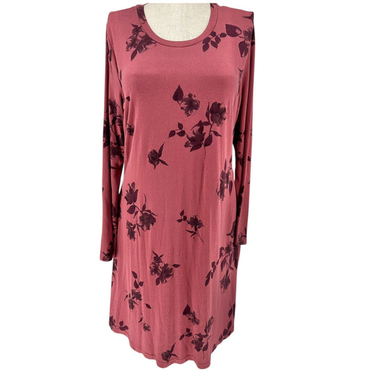 Latched Mama Sweater Nursing Dress 1X Rosewood Floral LS Pockets Lightweight