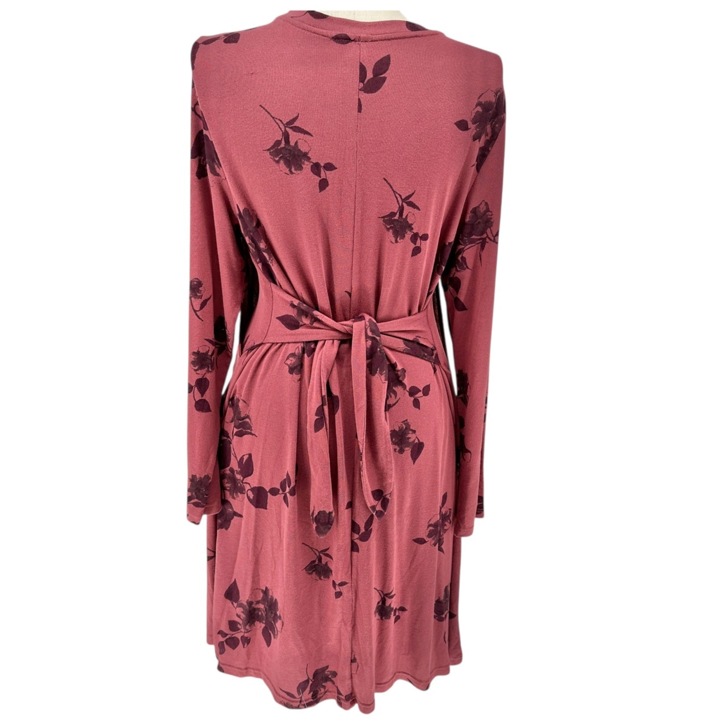 Latched Mama Sweater Nursing Dress 1X Rosewood Floral LS Pockets Lightweight