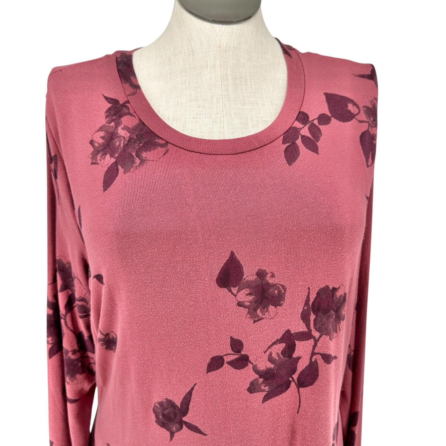 Latched Mama Sweater Nursing Dress 1X Rosewood Floral LS Pockets Lightweight