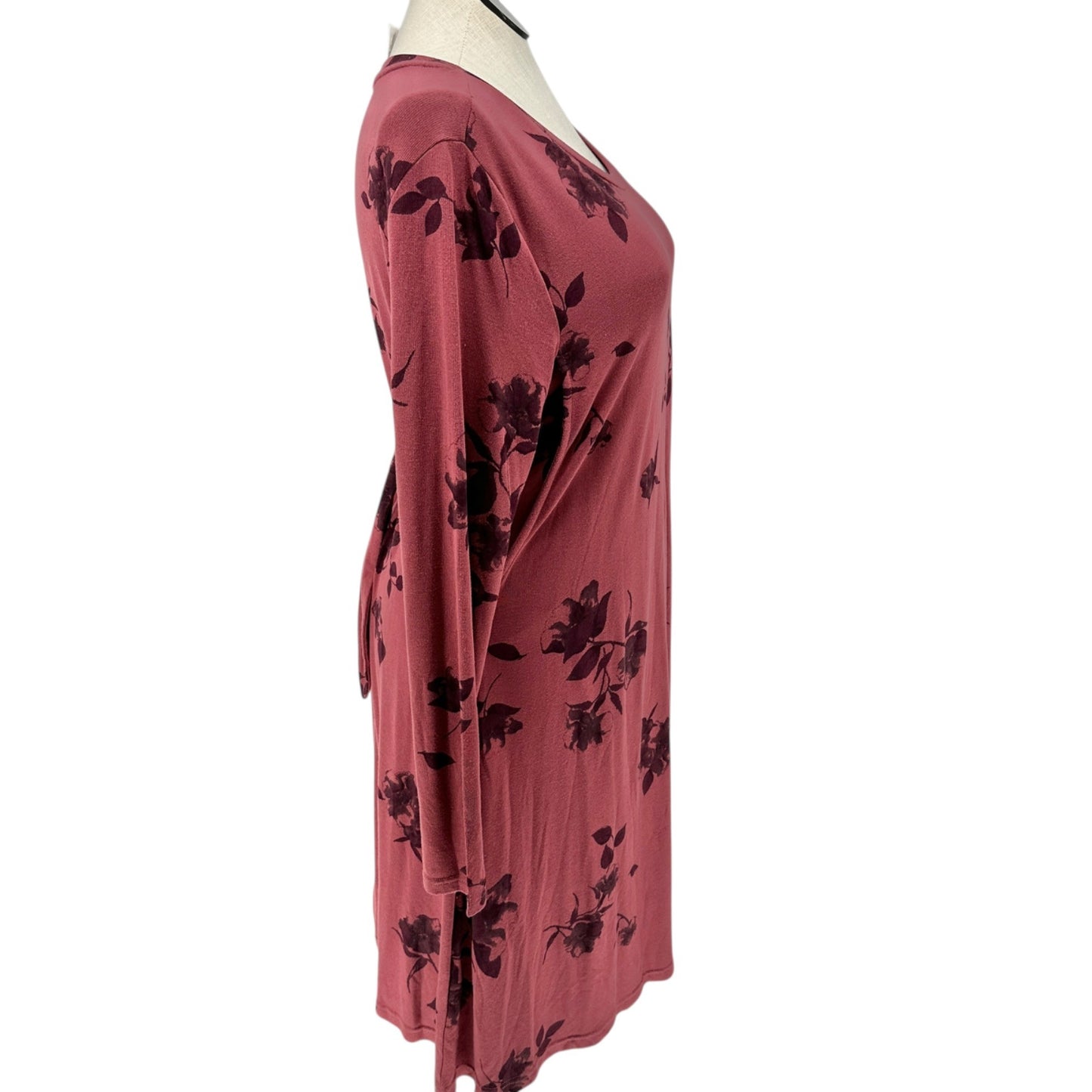 Latched Mama Sweater Nursing Dress 1X Rosewood Floral LS Pockets Lightweight