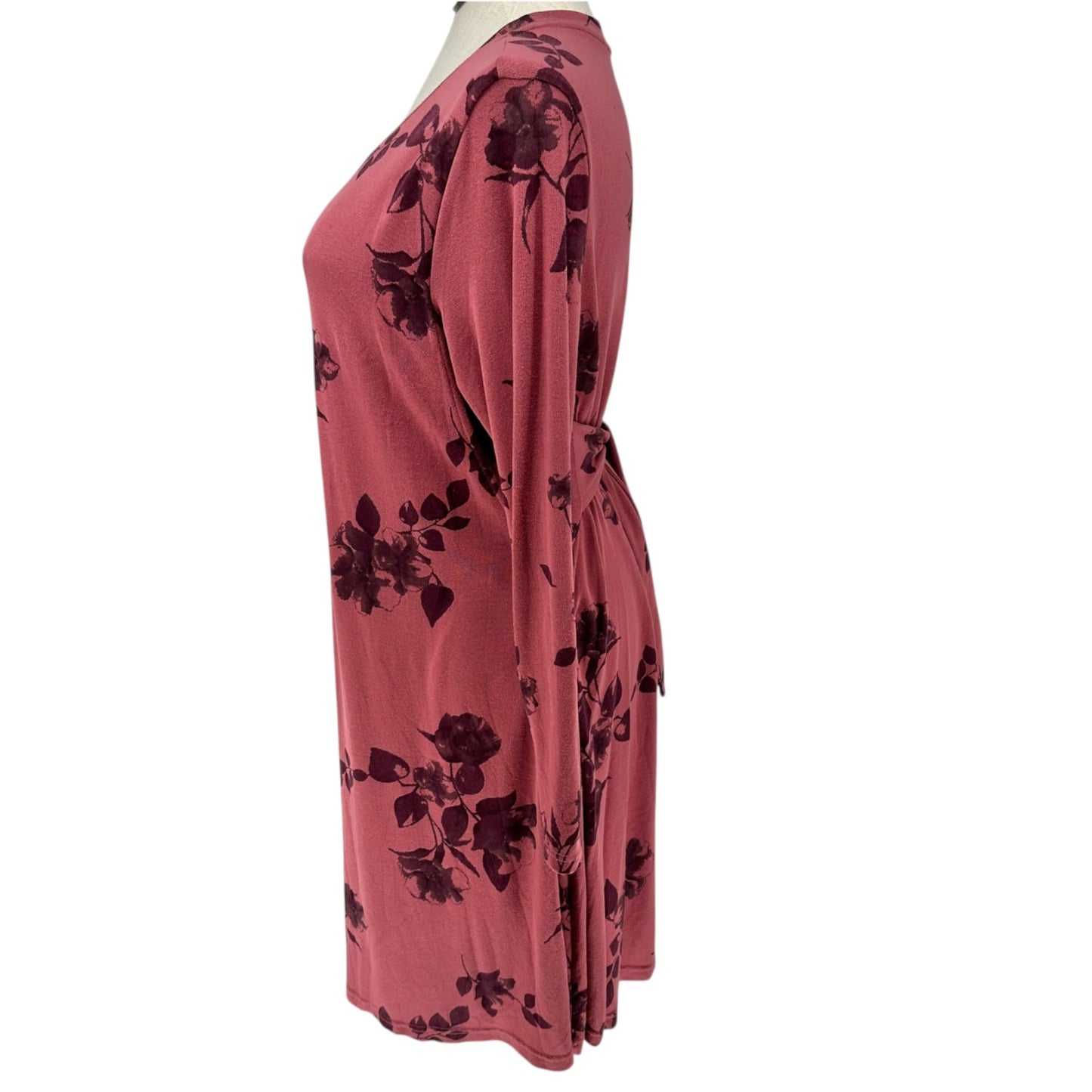 Latched Mama Sweater Nursing Dress 1X Rosewood Floral LS Pockets Lightweight