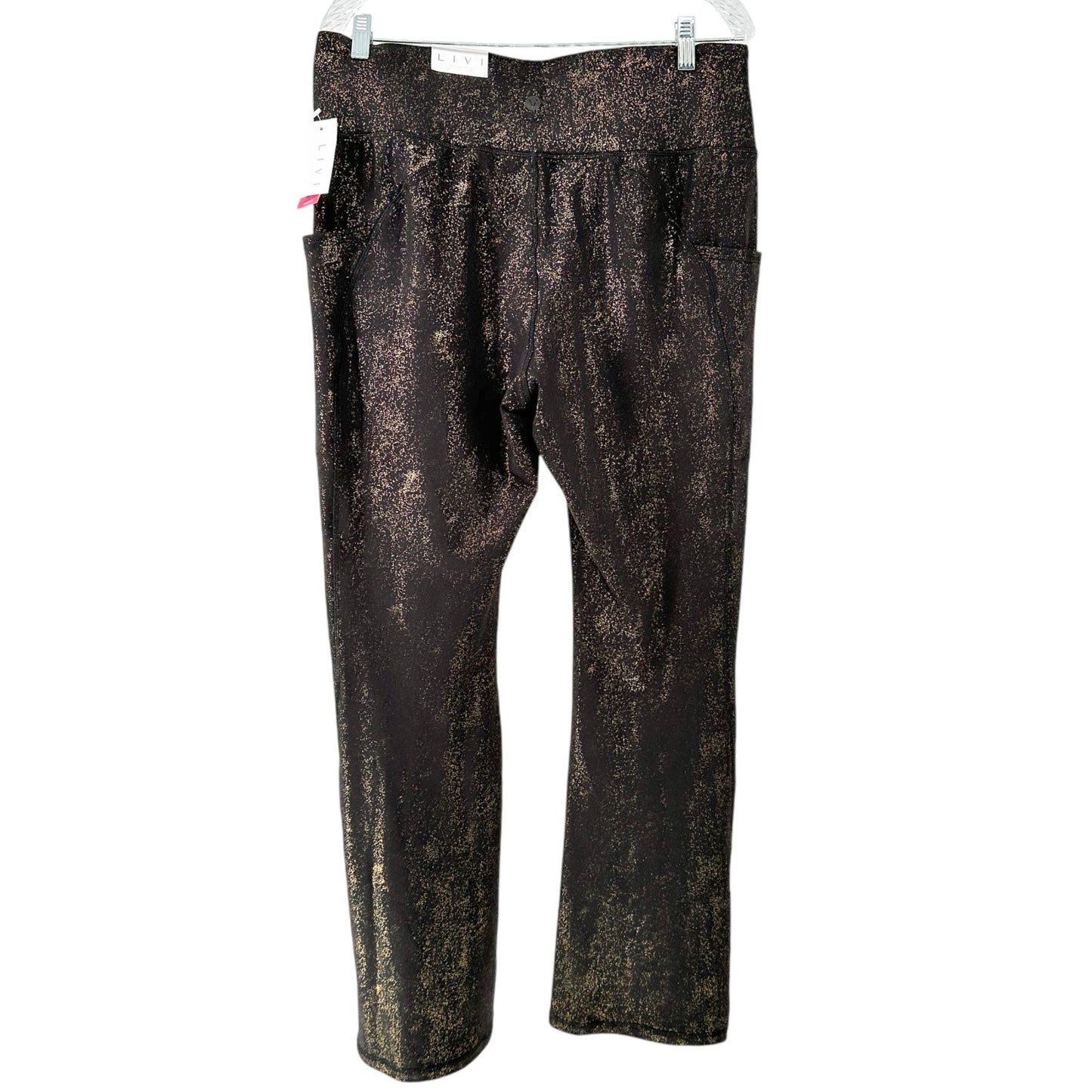 Livi By Lane Bryant Pants Women 18/20 Black Gold Glitter Wicking Flare Quick Dry