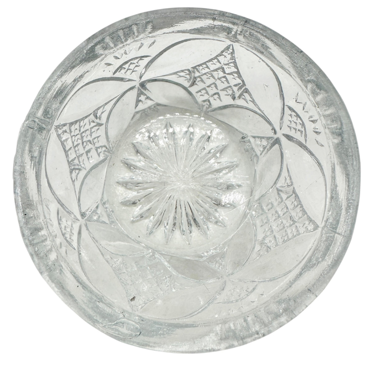 7 Pc Vtg Glass Berry Bowl Set Pattee Cross Design Scalloped Edge Child Tableware