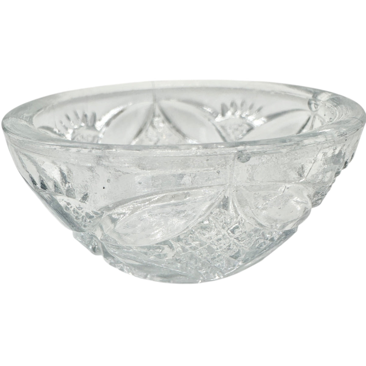 7 Pc Vtg Glass Berry Bowl Set Pattee Cross Design Scalloped Edge Child Tableware