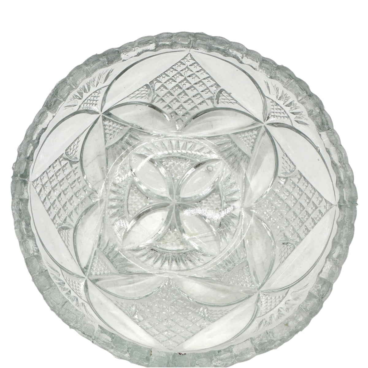 7 Pc Vtg Glass Berry Bowl Set Pattee Cross Design Scalloped Edge Child Tableware
