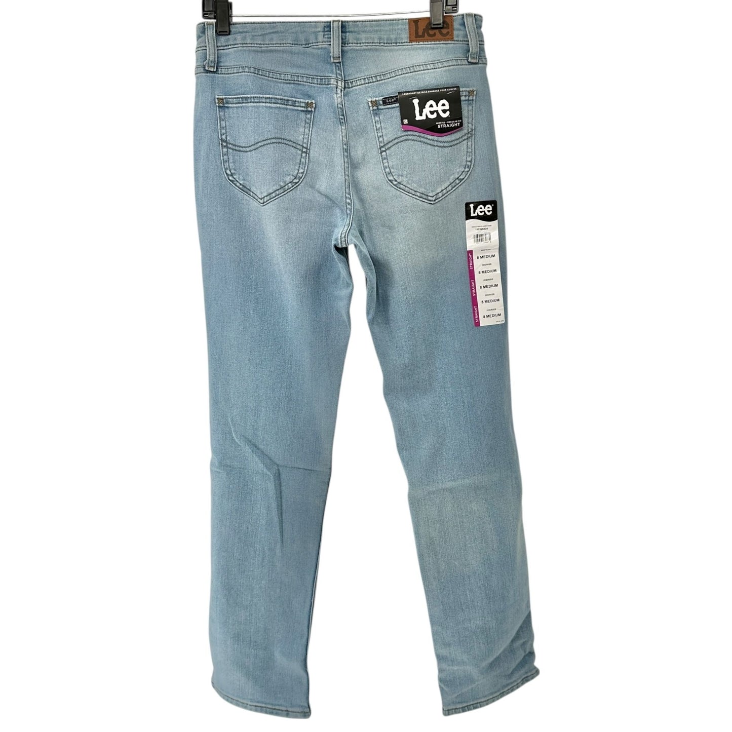 Lee Womens Midrise Straight Leg Jeans Size 8 M Light Blue Denim Cotton Blend