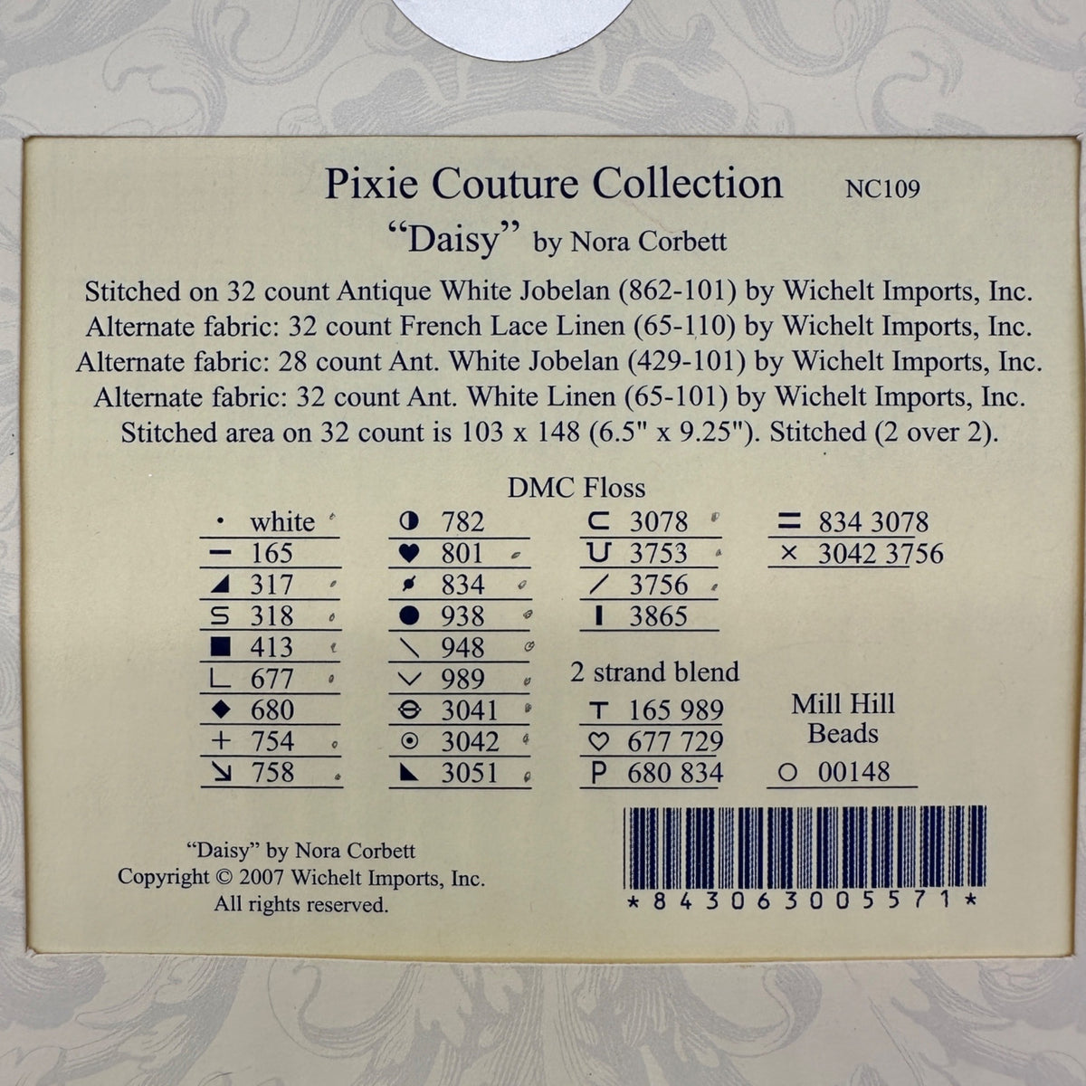 Pixie Couture Cross Stitch Pattern DAISY By Nora Corbett For Wichelt Imports Inc