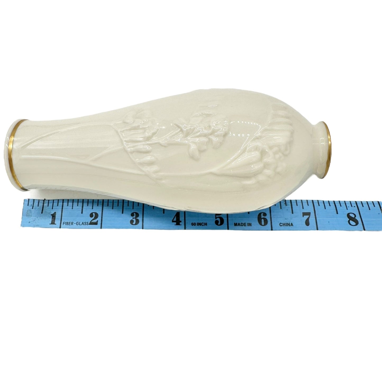 Lenox China Masterpiece Bud Vase Hand Decorated With 24K Gold Rims 7" Tall