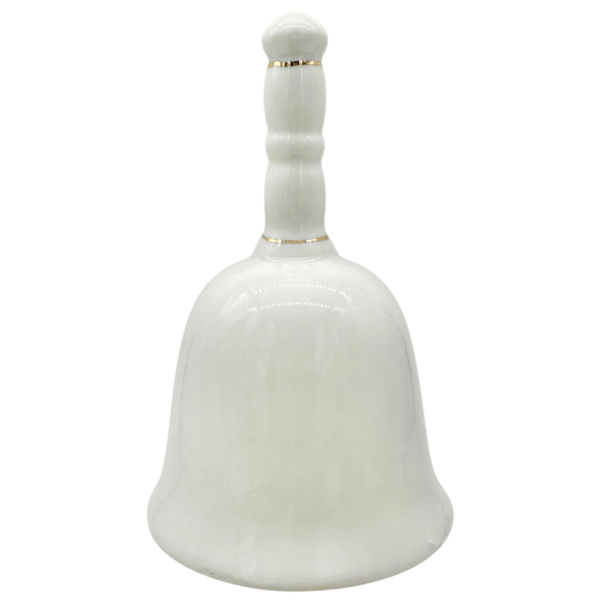 Porcelain Bell in White With Praying Hands Floral Design Gold Accents 4"H Taiwan