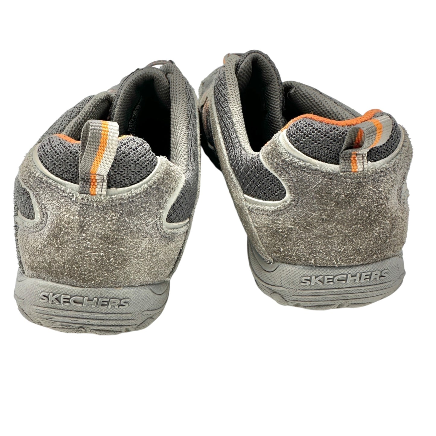 Skechers Sneakers Relaxed Fit Memory Foam Womens 10 Gray Orange Bungee Pull On
