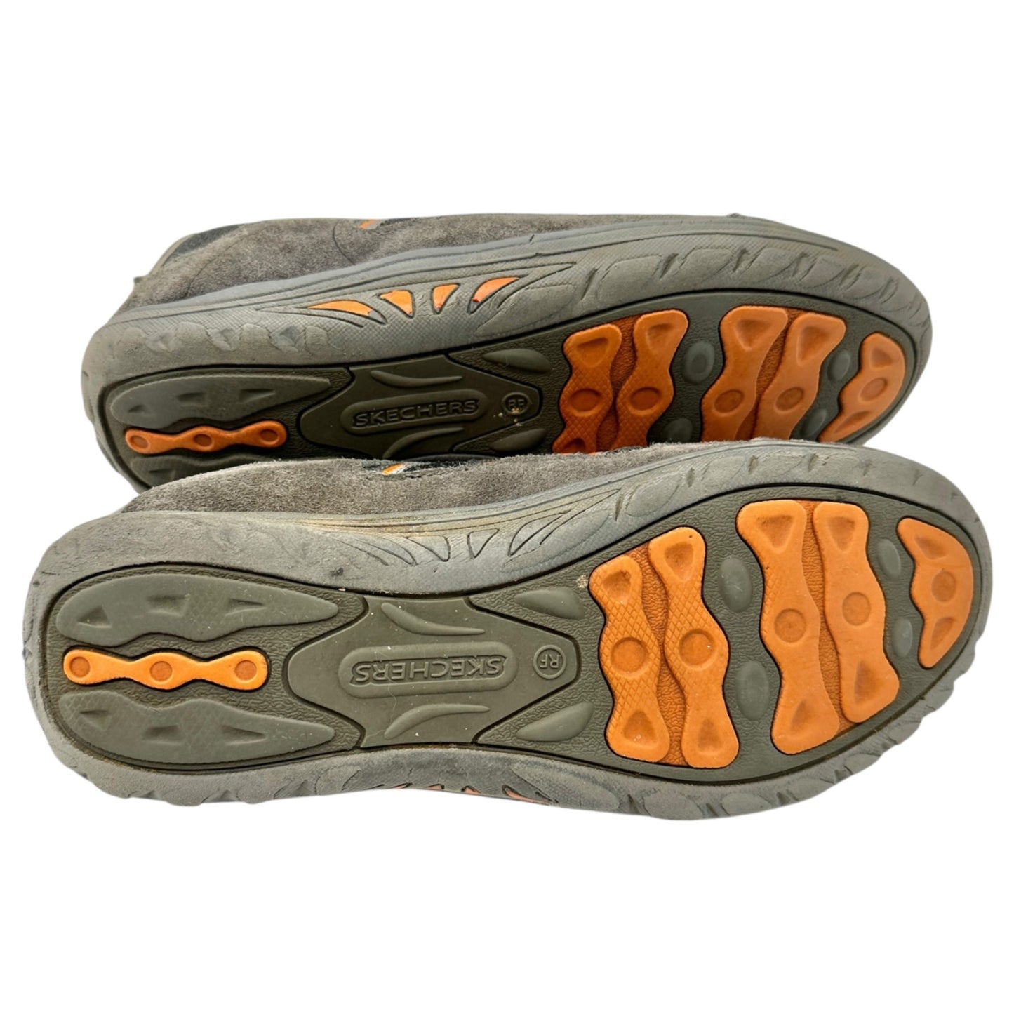 Skechers Sneakers Relaxed Fit Memory Foam Womens 10 Gray Orange Bungee Pull On