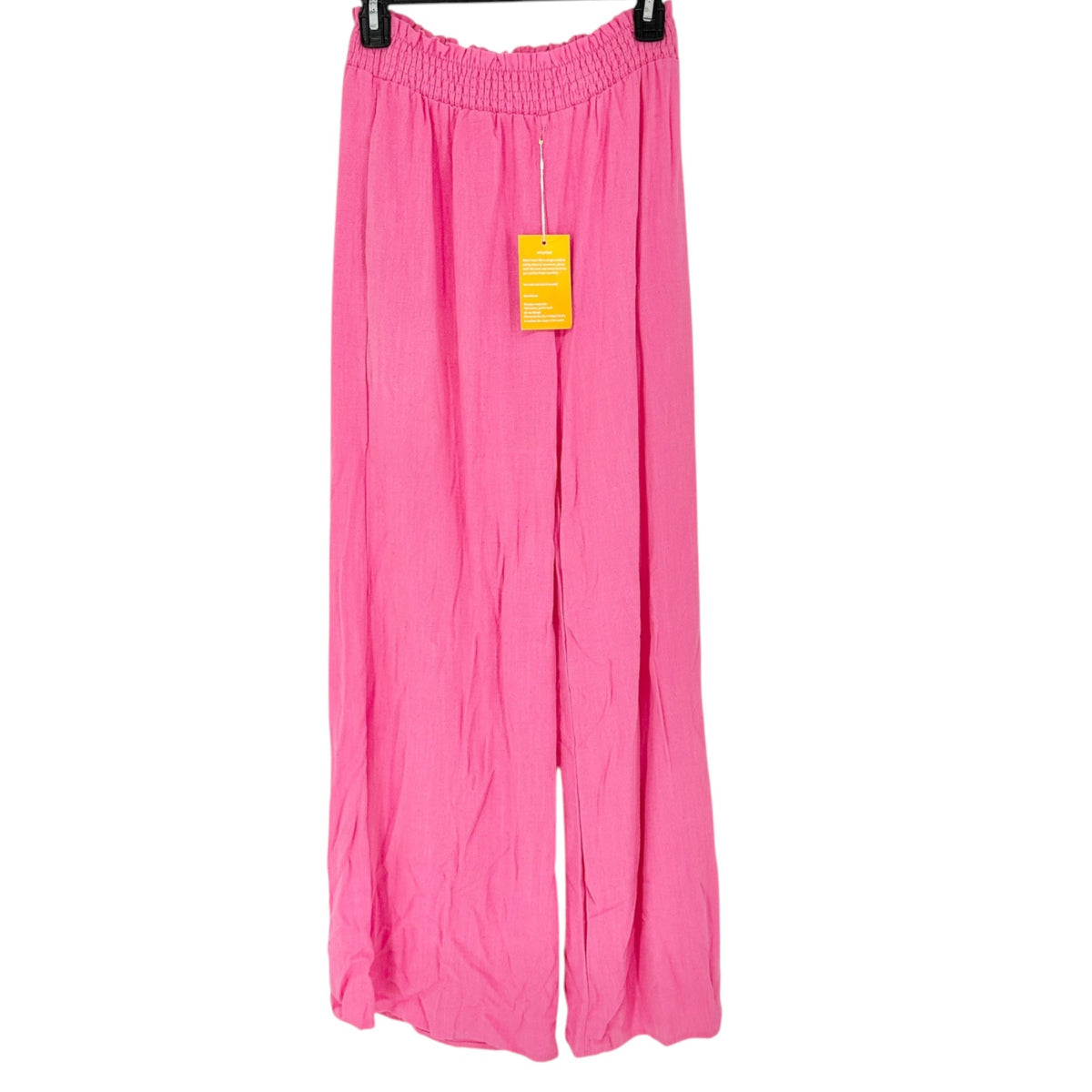 Womens M Wide Leg Pants Pink Elastic Waist Lightweight Fabric Flowing Design