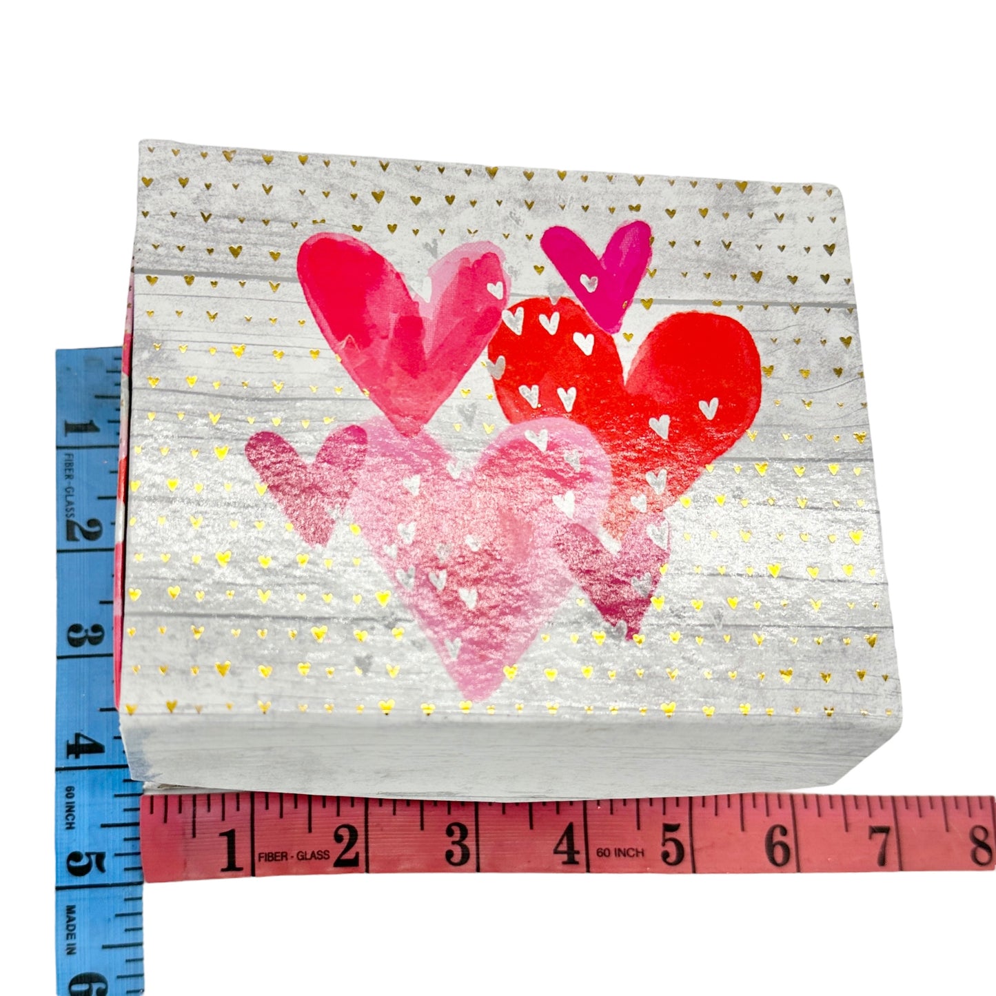 Valentines Day Nesting Gift Boxes Cardboard White Pink Red Hearts