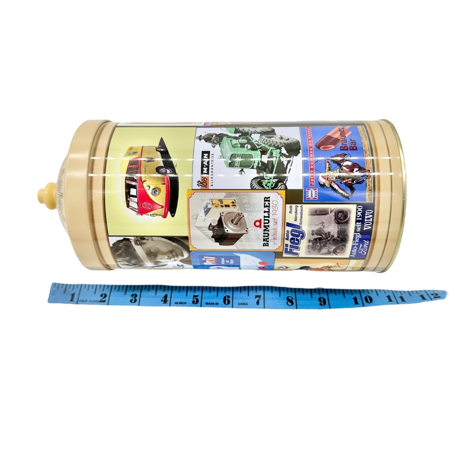 German Tin Canister Retro Ads Decorative Lid 500g Capacity Collectible