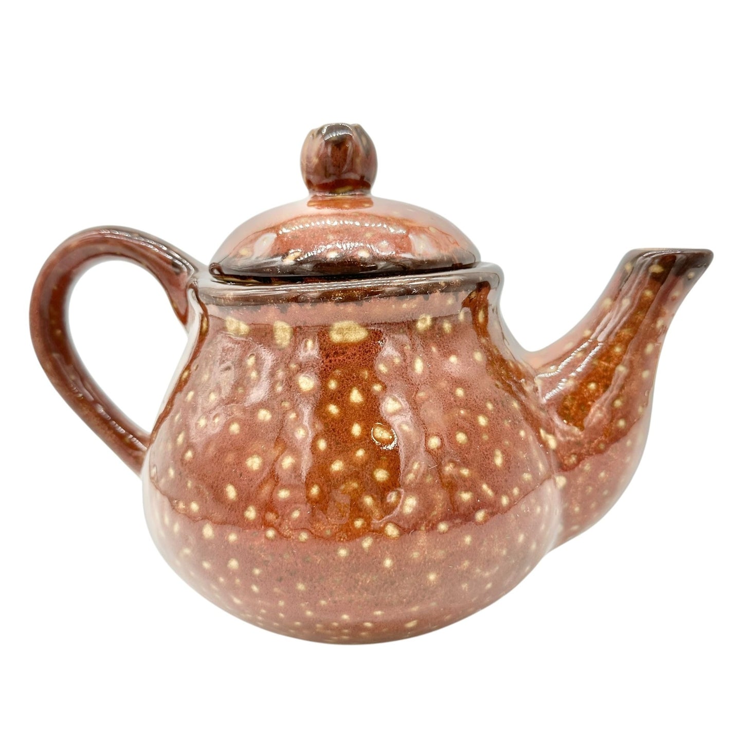 Vintage Saparna Rommel Nueva Ceramic Teapot Brown Speckled Finish With Lid