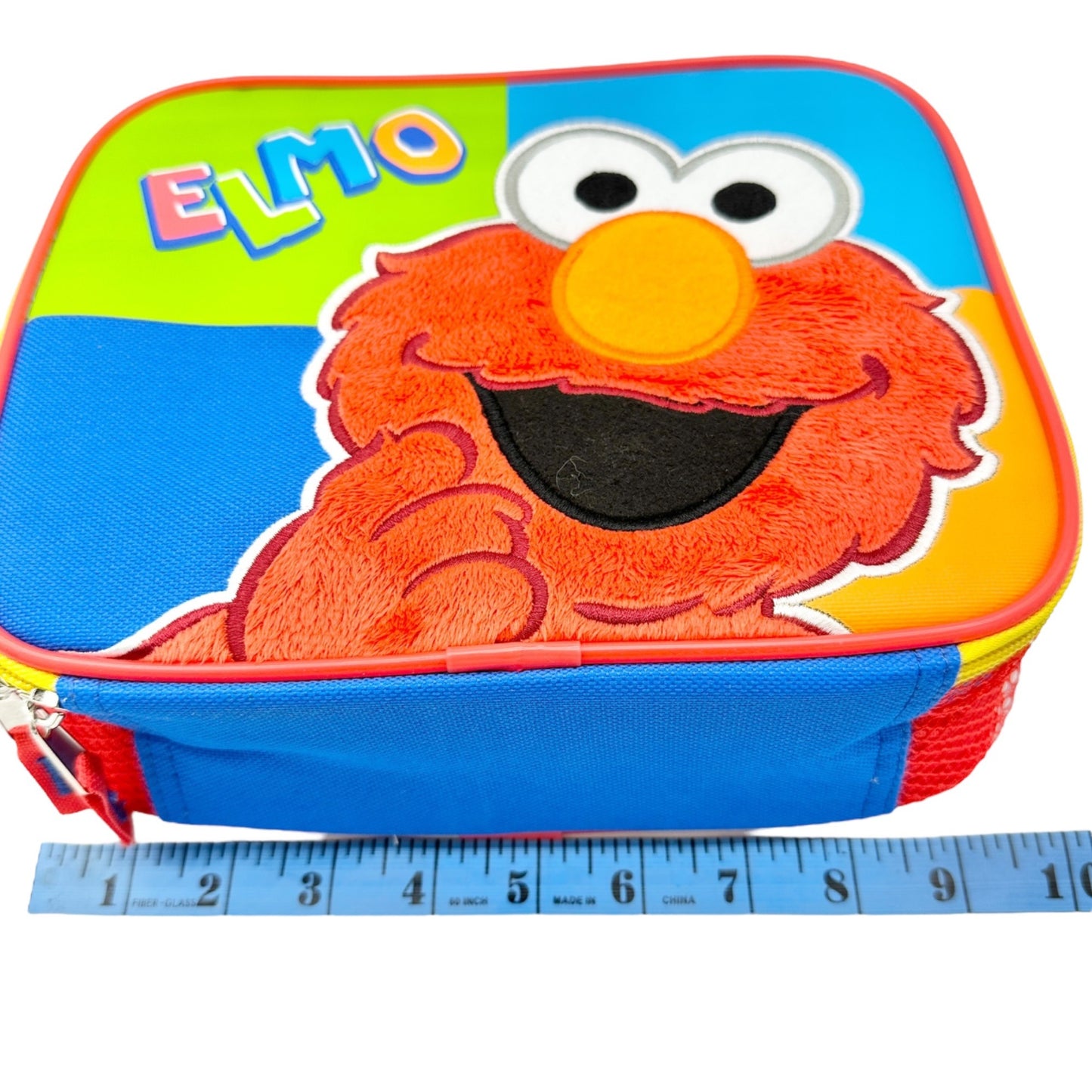 Sesame Street Elmo Insulated Lunch Box Red Blue Canvas 9.5x8x3 Alphabet Print