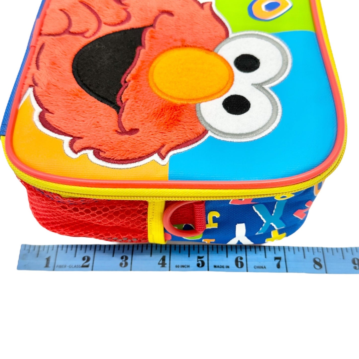 Sesame Street Elmo Insulated Lunch Box Red Blue Canvas 9.5x8x3 Alphabet Print