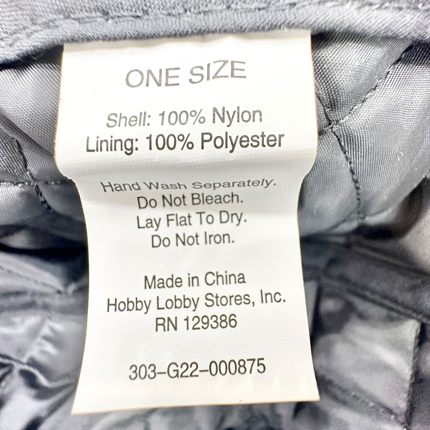 Quilted Nylon Adjustable Cap Soft Polyester Lining One Size Hook & Loop Closure