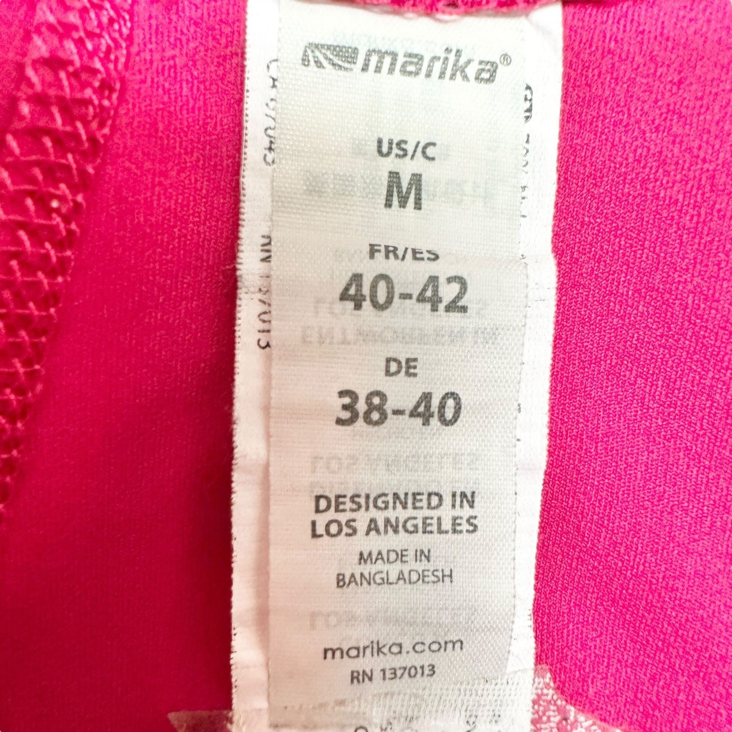 Marika Leggings Womens M Hot Pink High Waist Nylon Spandex Stretch Athletic Gear