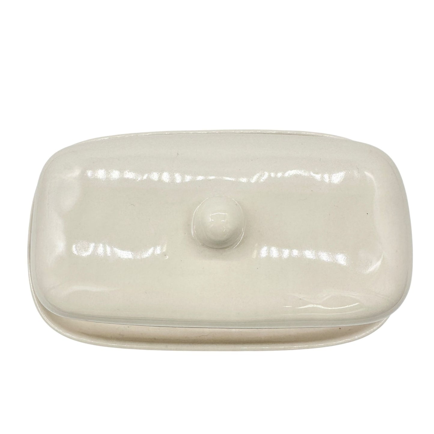 Rae Dunn Artisan Collection BUTTER Dish with Lid Ceramic White Black Letters NEW