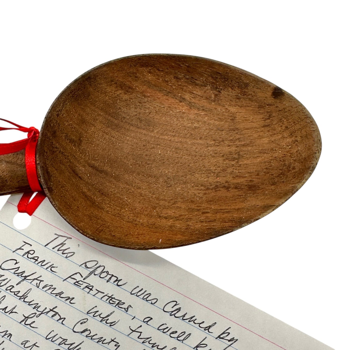 Frank Feathers Hand Carved Wooden Spoon 1934 Provenance Card Washington Cnty MD