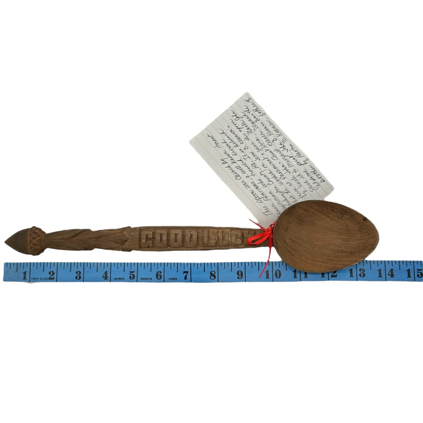 Frank Feathers Hand Carved Wooden Spoon 1934 Provenance Card Washington Cnty MD
