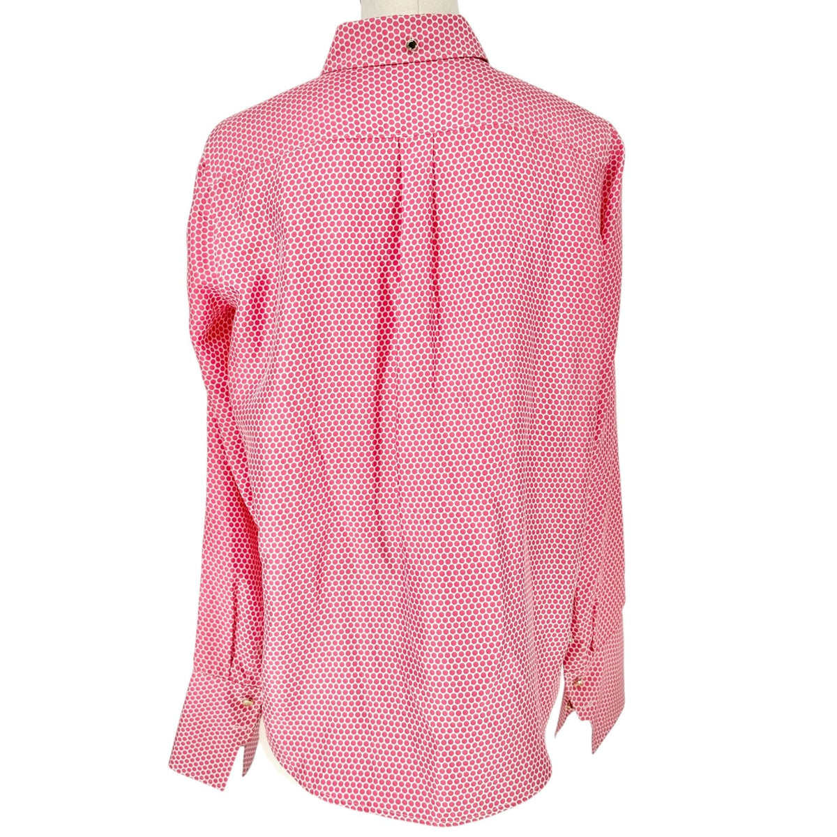 W By Worth Button Up Blouse Womens M Pink Polka Dot Long Sleeve 100% Silk