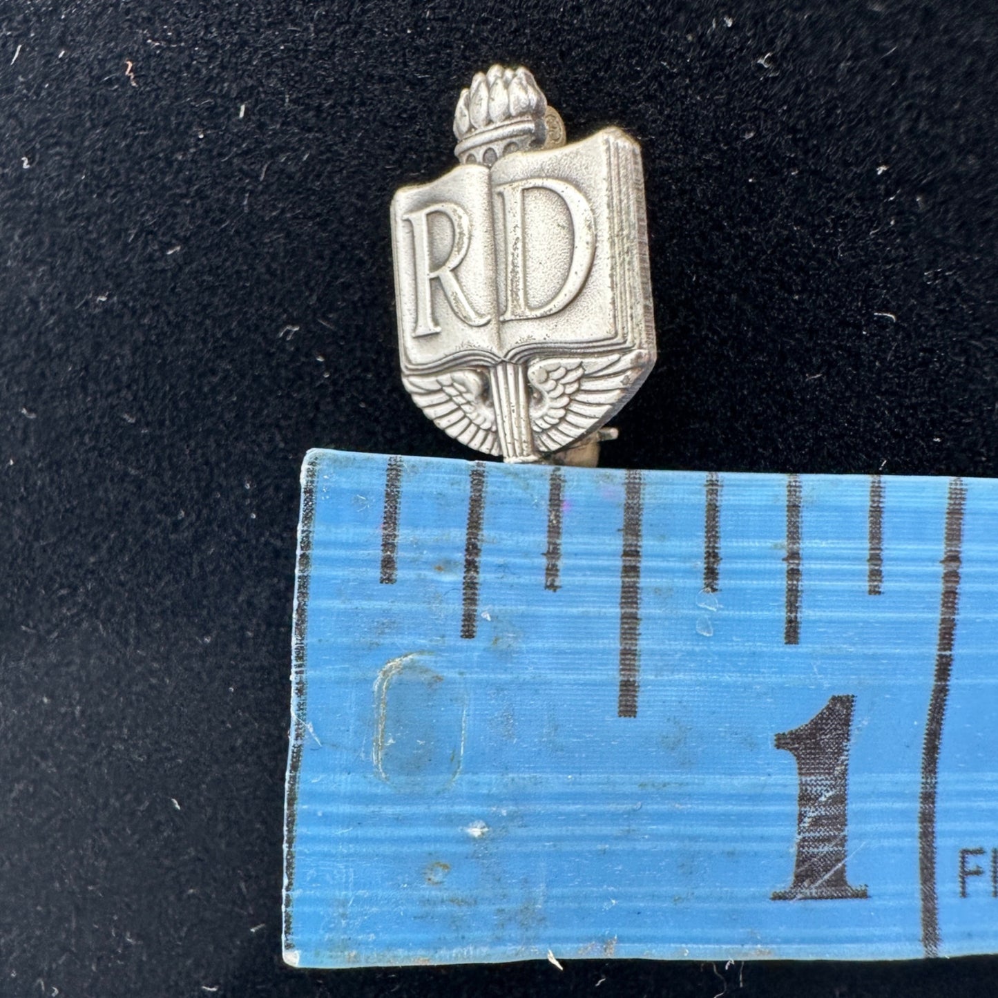 Sterling Silver RD Pin Badge With Wings and Torch Design By M.A.C NY Vintage