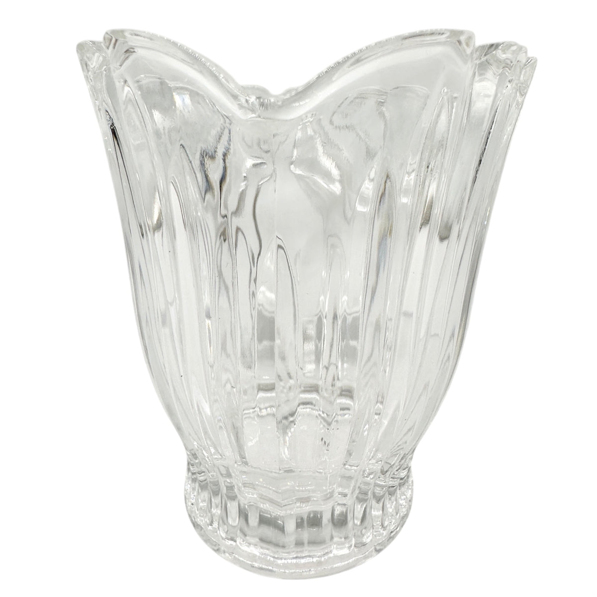 Vintage Clear Glass Creamer With Ribbed Design and Scalloped Rim 4 oz Capacity