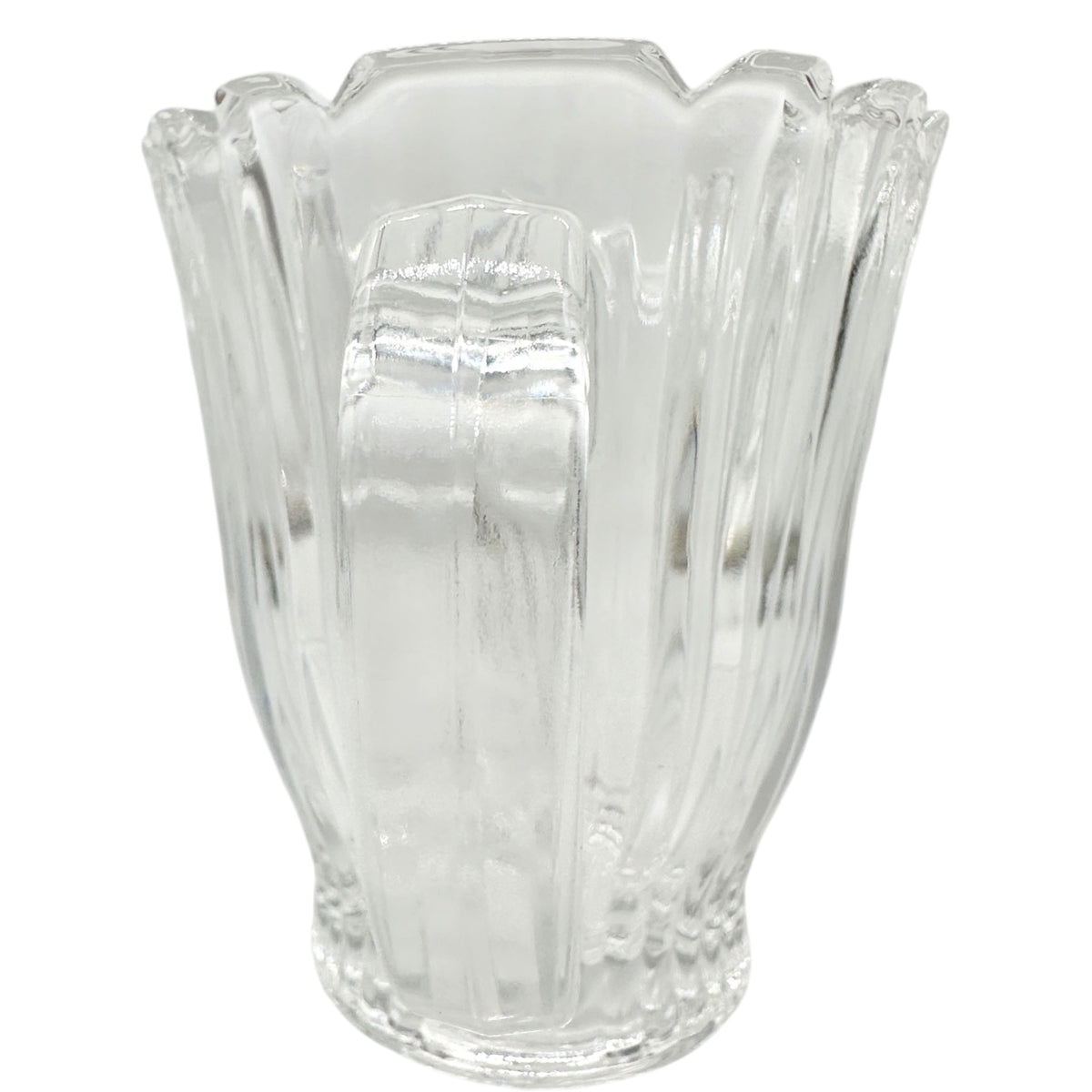 Vintage Clear Glass Creamer With Ribbed Design and Scalloped Rim 4 oz Capacity