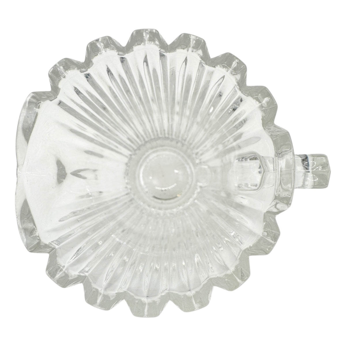Vintage Clear Glass Creamer With Ribbed Design and Scalloped Rim 4 oz Capacity