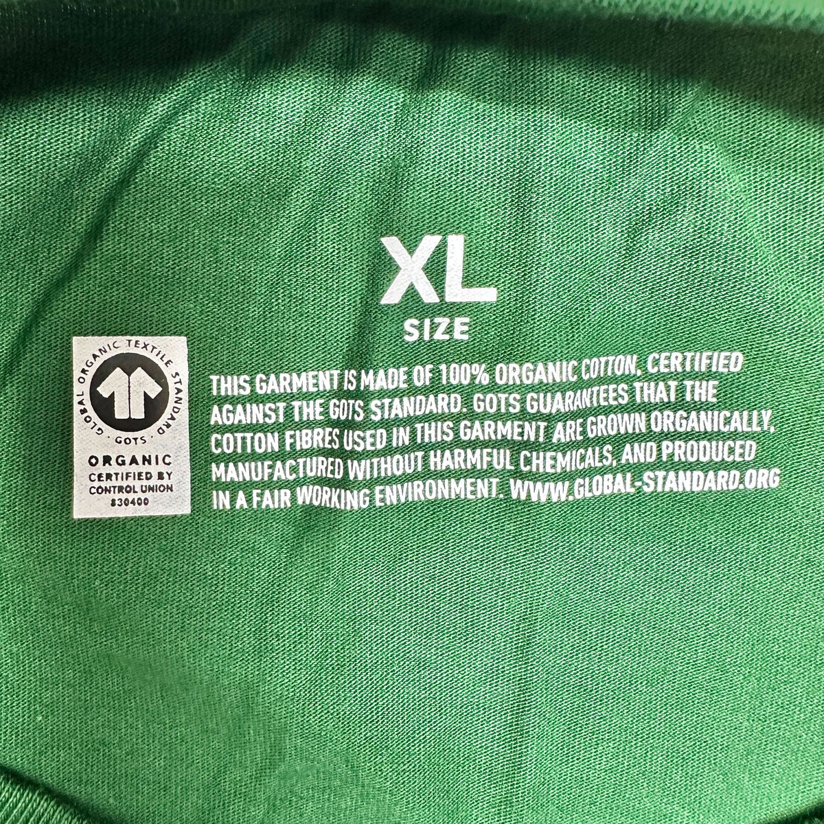 Jameson Green Organic Cotton Tee Shirt XL GOTS Certified Sustainable Ethical