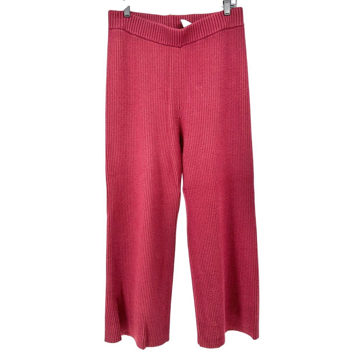 Justfab Ribbed Knit Pants Womens XL Claret Red Ribbed Wide-Leg Soft Comfortable