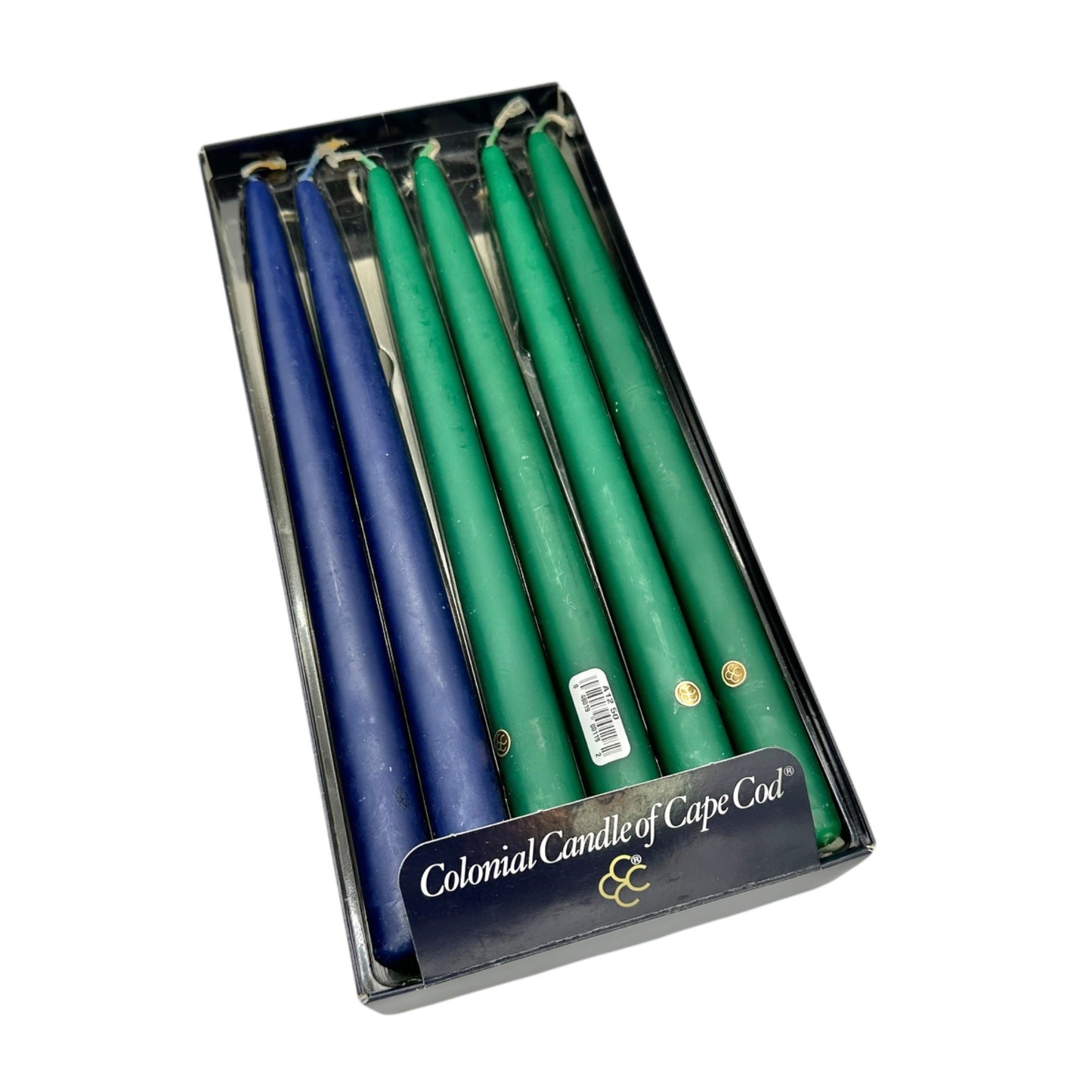 Colonial Candle of Cape Cod 12 Handipt Candles A12 Mixed Lot 10 Green 2 Blue