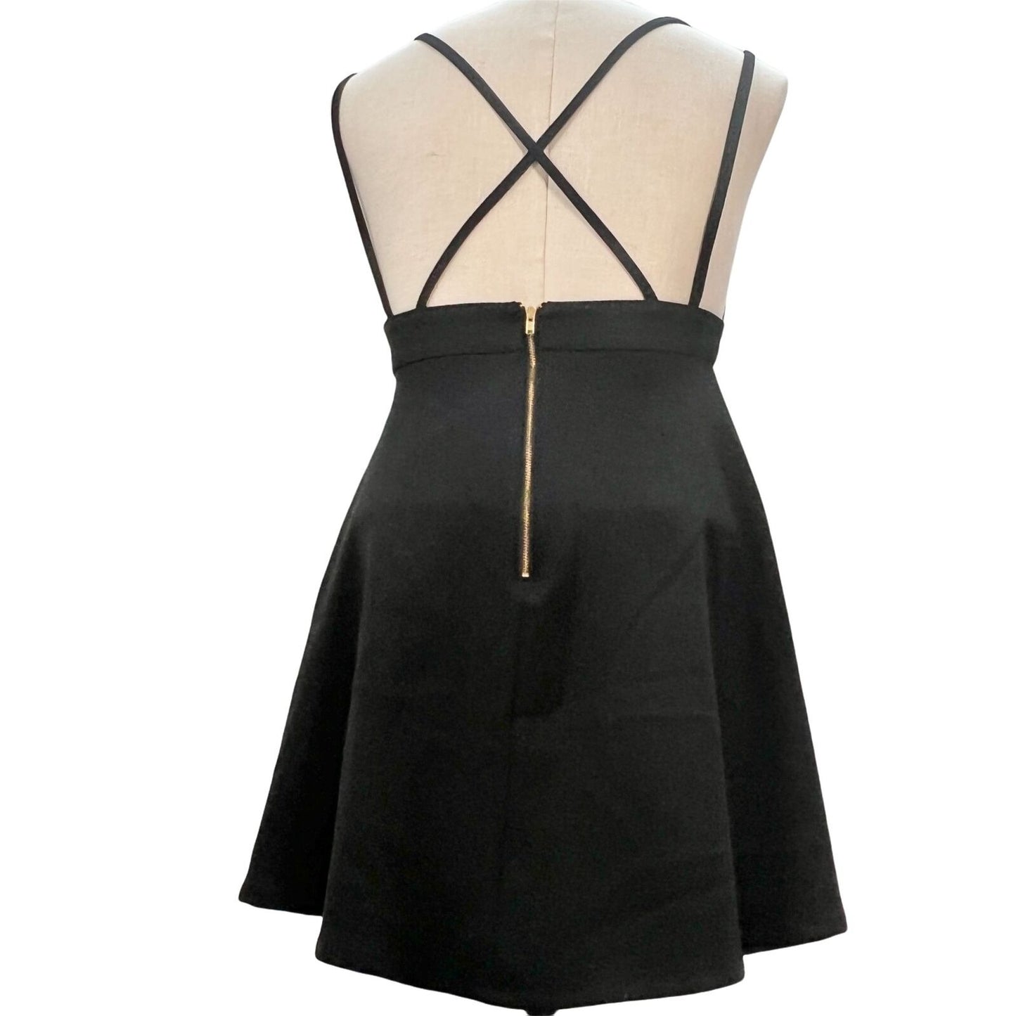 NBD The XNaven Twins Small Black Mini Dress Spaghetti Straps Cross Back