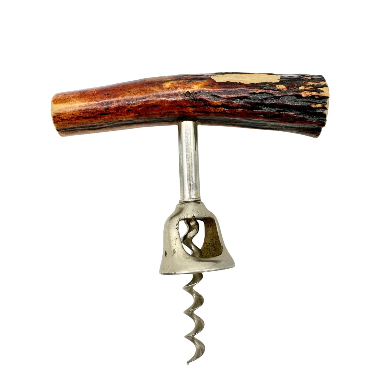 Antique Victorian Antler Handled Traditional Corkscrew Wine Bottle Opener