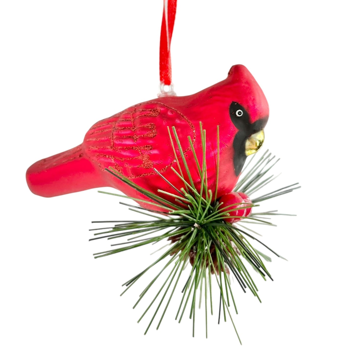 Handcrafted Glass Cardinal Ornament boxed Set Of 3 Red Birds Pine Accents Target