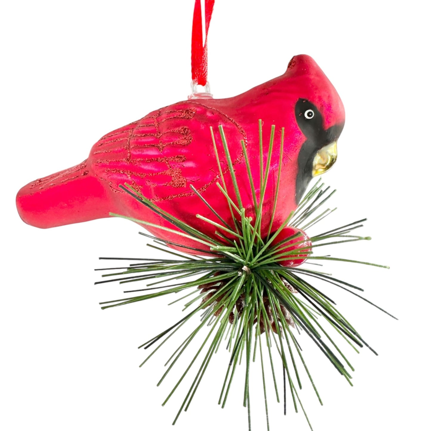 Handcrafted Glass Cardinal Ornament boxed Set Of 3 Red Birds Pine Accents Target