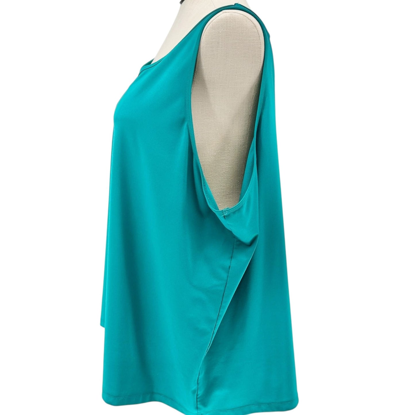 Maggie Barnes Tank Top Womens 4X 30/32W Teal Green Sleeveless Scoop Neck
