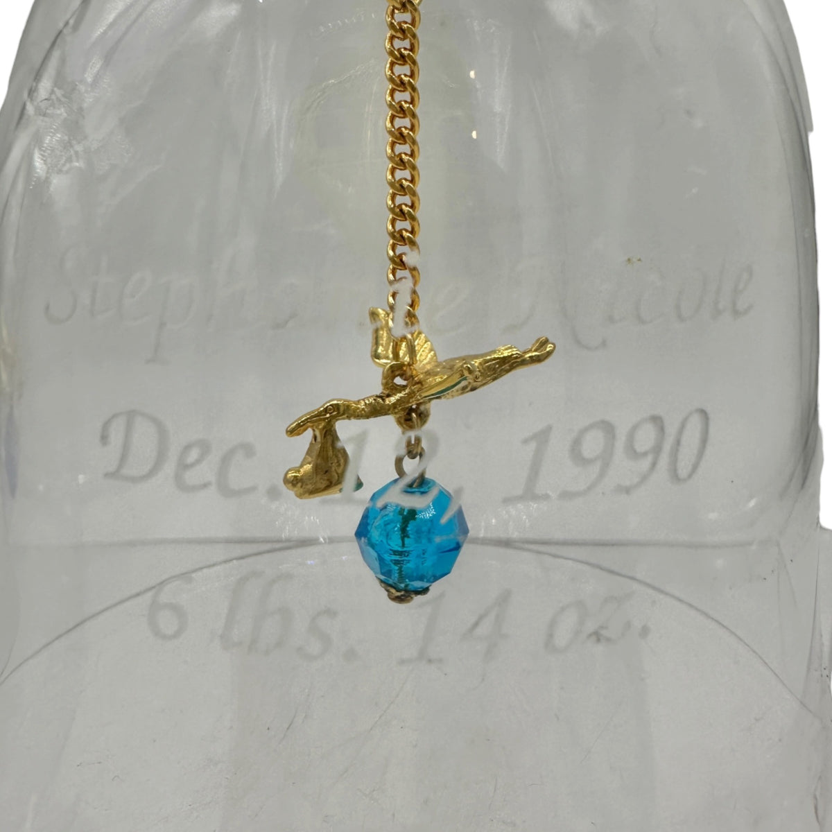 Crystal Bell Set Gold Stork Blue Birthstones Personalized Birth Announcements