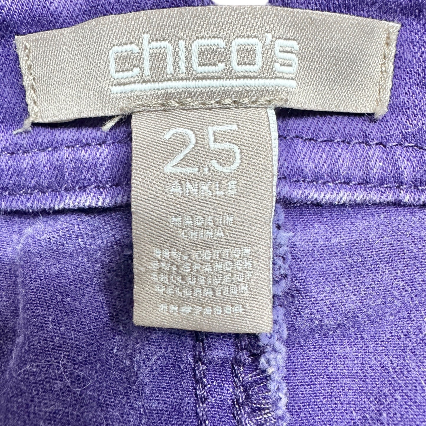 Chicos Ankle Jeans Womens Size 2.5 L Reg 14 Purple Cotton Blend Stretch Denim