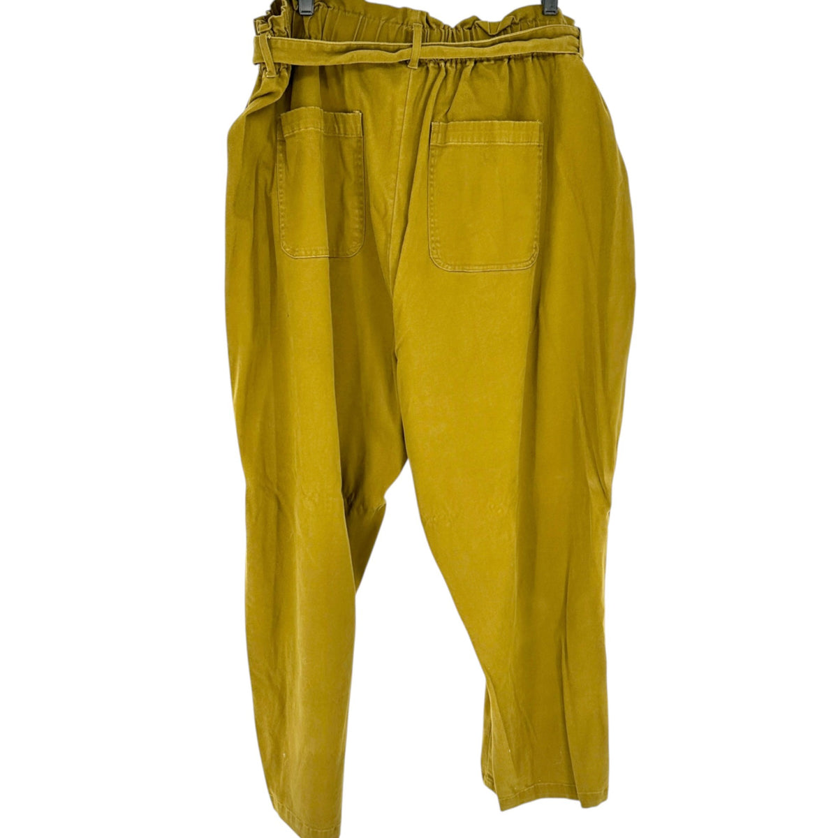 Womens 3X Paperbag Waist Pants Olive Elastic Belt Waist Front Pockets Ava & Viv