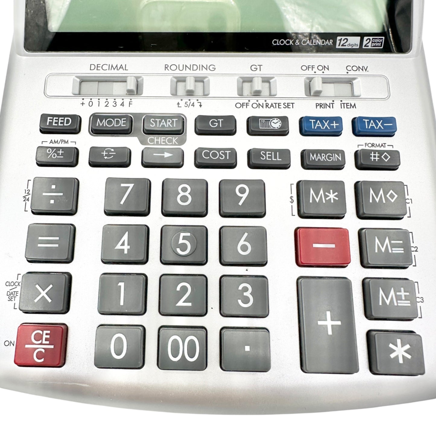 Canon P23-DHV-3 Printing Calculator Silver 12-Digit Display Portable w/ Adapter