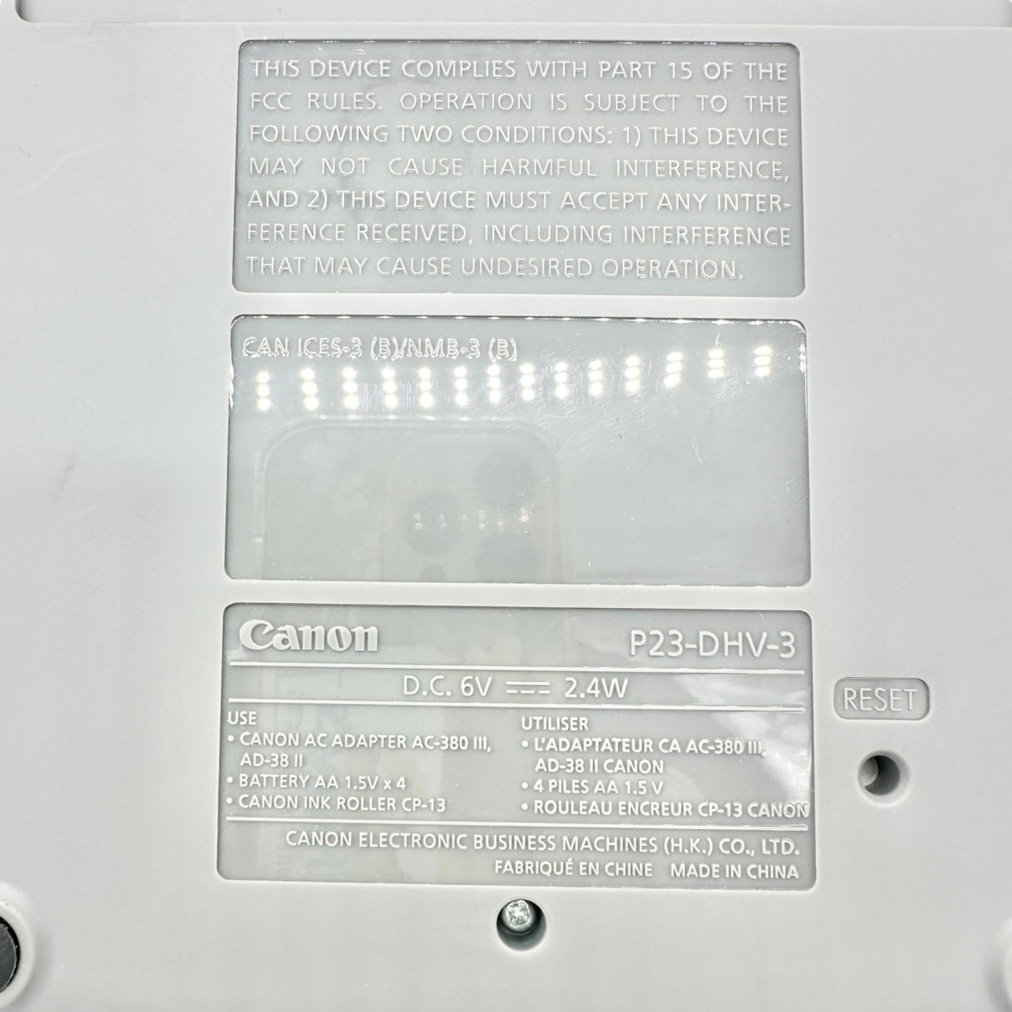 Canon P23-DHV-3 Printing Calculator Silver 12-Digit Display Portable w/ Adapter