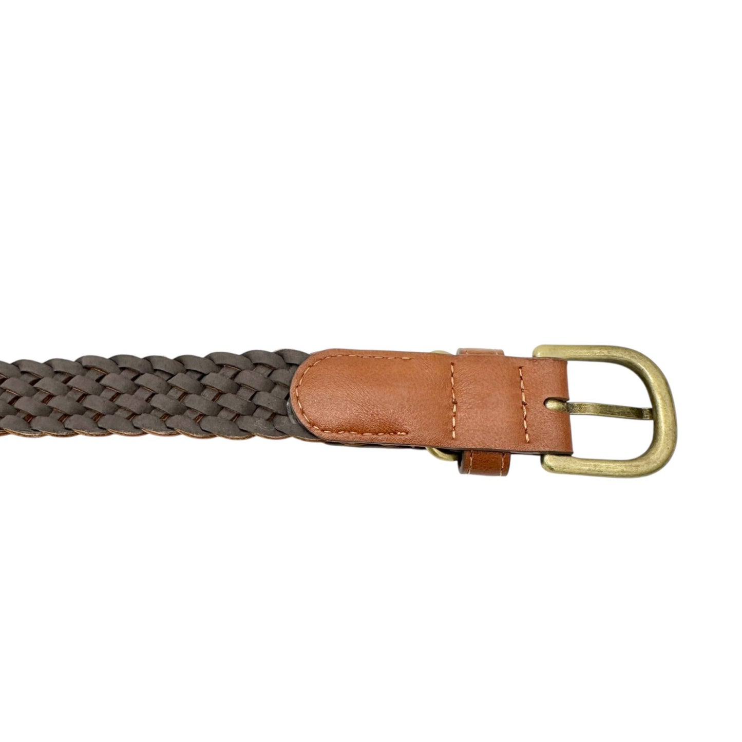 Braided Leather Belt With Brass Buckle Womens Adjustable 52 inches Stylish