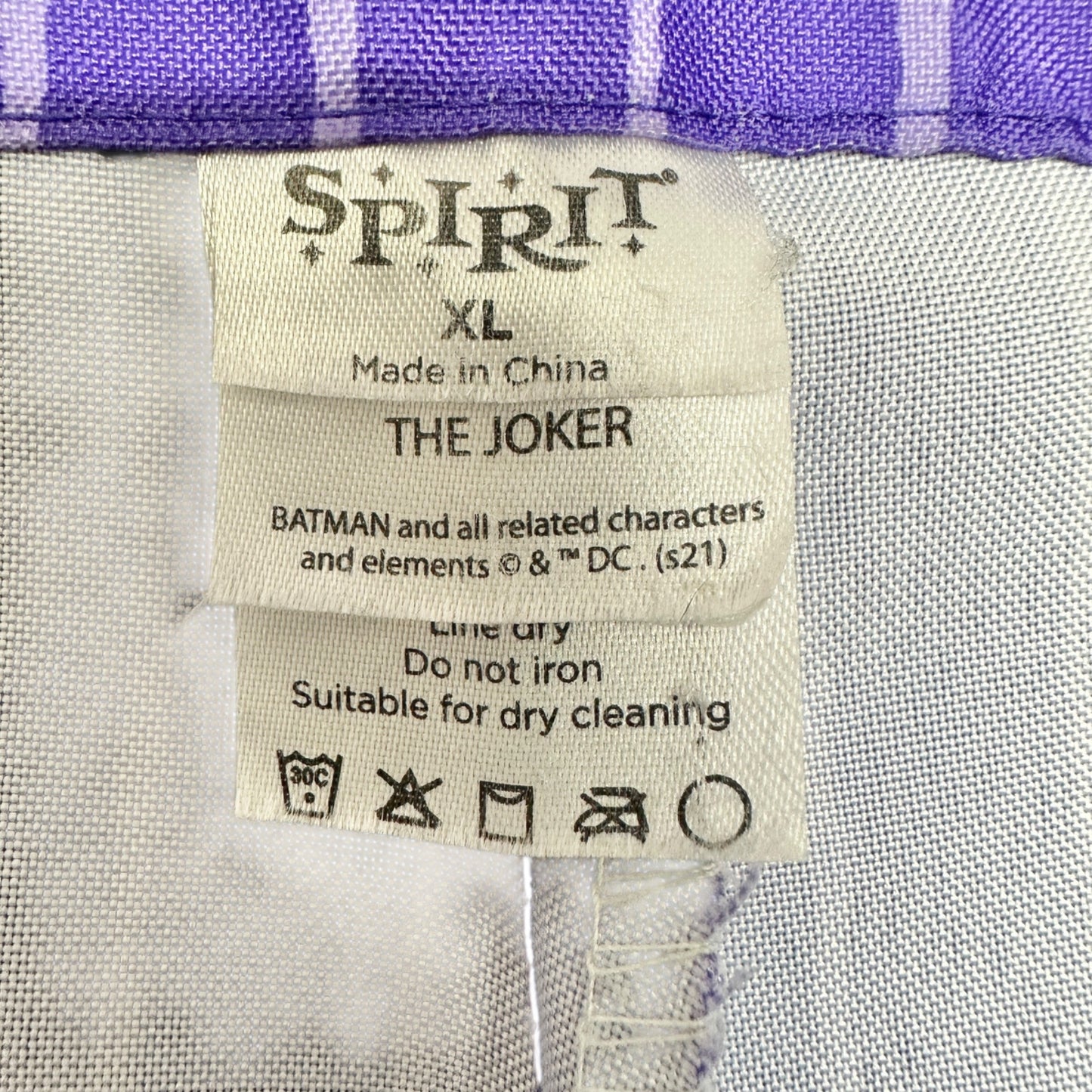 Spirit Halloween Costume The Joker Mens XL Purple Green Suit Tie Suspenders